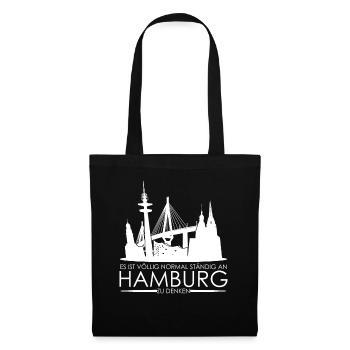 Hamburg Brücke Hamburger - Stoffbeutel - Schwarz - Vorne