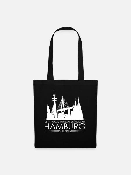 Hamburg Brücke Hamburger - Stoffbeutel - Schwarz