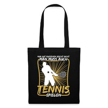 Tennis Tennisspieler Tennisspiel - Stoffbeutel - Schwarz - Vorne