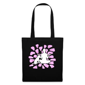 Chiens de méditation de chien de yoga - Sac en tissu - noir - Devant