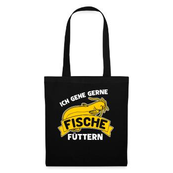 Angler Fischer Angeln Fisch Angel - Stoffbeutel - Schwarz - Vorne