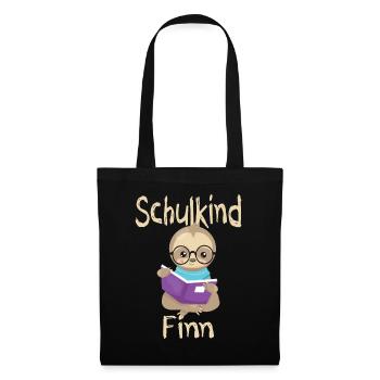 Schulkind Finn Faultier - Stoffbeutel - Schwarz - Vorne