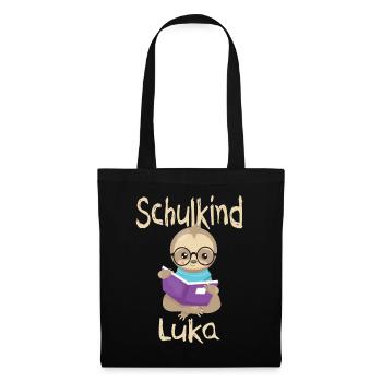 Schulkind Luka Faultier - Stoffbeutel - Schwarz - Vorne