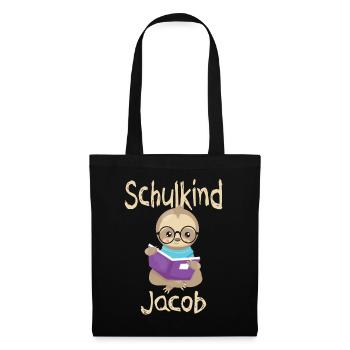 Schulkind Jacob Faultier - Stoffbeutel - Schwarz - Vorne