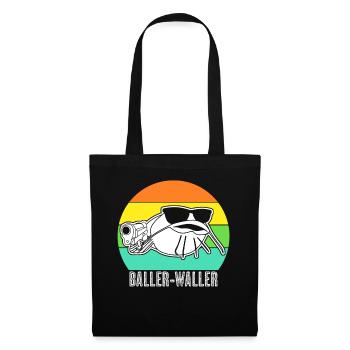 Waller Angeln Angel Angler Fischer - Stoffbeutel - Schwarz - Vorne