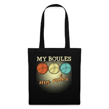 Boule Boccia Retro Boulespieler Petanque - Stoffbeutel - Schwarz - Vorne