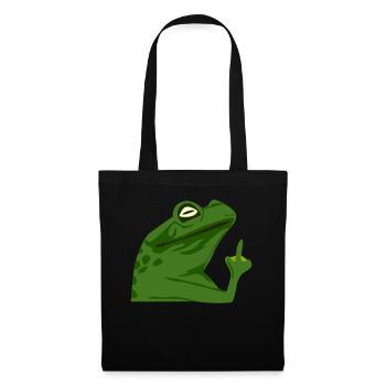 Frosch Mittelfinger Frösche - Stoffbeutel - Schwarz - Vorne