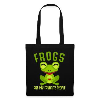 Frosch mit Herz Frösche - Stoffbeutel - Schwarz - Vorne