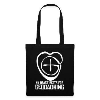 Cœur de Geocacher Chasse au trésor Géocache - Sac en tissu - noir - Devant