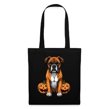 BOXER HUND Hund Kürbis Faule Halloween Party - Stoffbeutel - Schwarz - Vorne