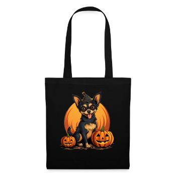 Chihuahua Chien Citrouille Paresseux Halloween Costume de fête - Sac en tissu - noir - Devant