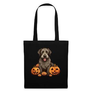Irish Wolfhound Dog Pumpkin Lazy Halloween Party - Stoffbeutel - Schwarz - Vorne