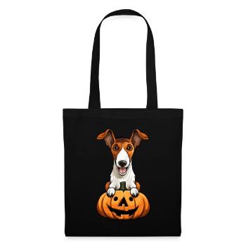 Fox Terrier Dog Pumpkin Lazy Halloween Party - Stoffbeutel - Schwarz - Vorne