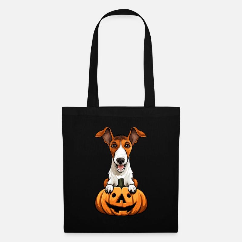 Fox Terrier Dog Pumpkin Lazy Halloween Party - Stoffbeutel - Schwarz