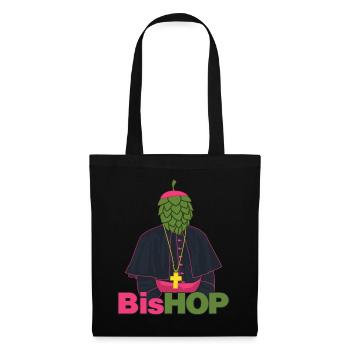 Hopfen Bischof Bier Brauerei - Stoffbeutel - Schwarz - Vorne