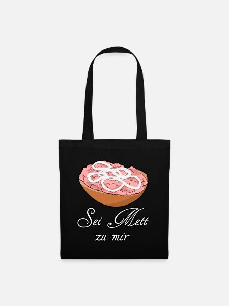 Mettbrötchen Hackfleisch Mett Hack - Stoffbeutel - Schwarz