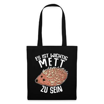 Mettigel Hackfleisch Mett Hack - Stoffbeutel - Schwarz - Vorne