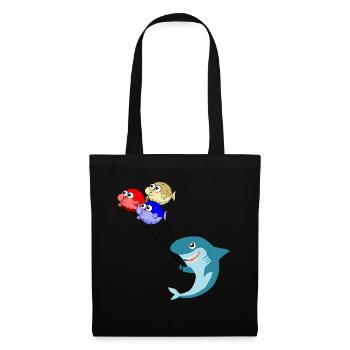 Requin avec ballons ballons de poisson-globe poisson - Sac en tissu - noir - Devant