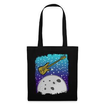 Guitare basse avec lune dans l’espace - Sac en tissu - noir - Devant