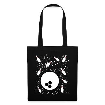 Bowling Ball in Space with Bowling Pins - Stoffbeutel - Schwarz - Vorne
