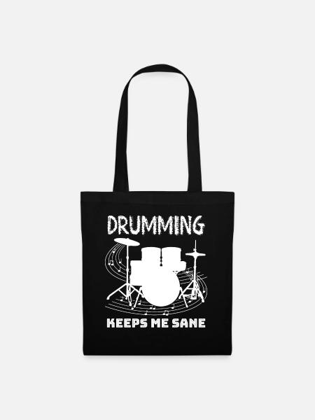 Drummer Drum Drumset Drumsticks Drums - Stoffbeutel - Schwarz