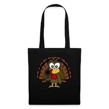 Dinde avec pistolet Dindes de Thanksgiving - Sac en tissu - noir - Devant