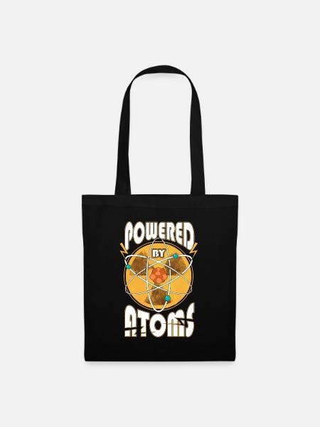 Powered by Atoms Lustig Sprüche Physik Geschenk - Stoffbeutel - Schwarz