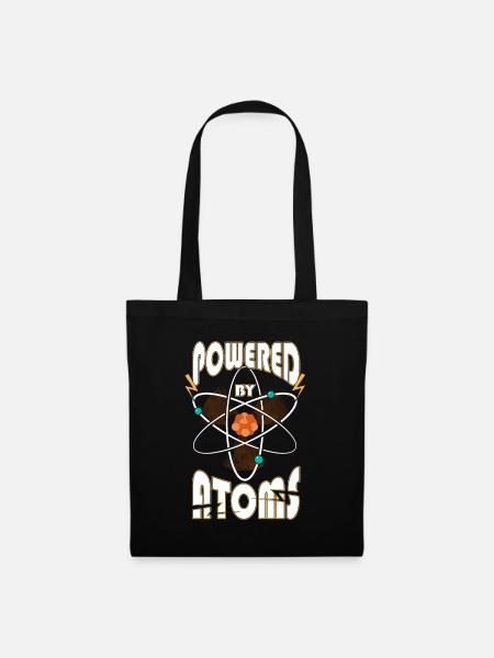 Powered by Atoms Lustig Sprüche Physik Geschenk - Stoffbeutel - Schwarz