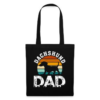 Retro Dachshund Dad Gifts for Men Fathers Day - Stoffbeutel - Schwarz - Vorne