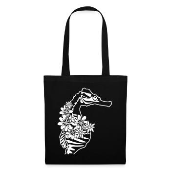 Hippocampes Fleurs Hippocampe - Sac en tissu - noir - Devant