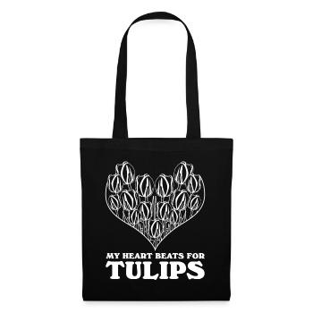 Tulipes Coeur Jardin Tulipes Fleurs - Sac en tissu - noir - Devant