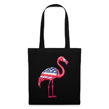 Flamants roses drapeau américain 4 juillet flamants roses - Sac en tissu - noir - Devant