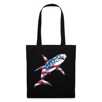 Requin-marteau drapeau américain 4 juillet - Sac en tissu - noir - Devant