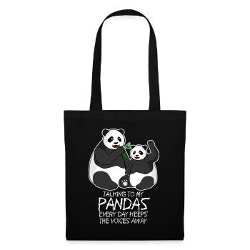 Panda Ours Drôles de Pandas - Sac en tissu - noir - Devant