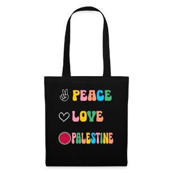 Peace Love Palestine Freiheit Palästina - Stoffbeutel - Schwarz - Vorne