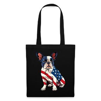 Boston Terrier Dog 4 juillet Drapeau américain Cadeaux - Sac en tissu - noir - Devant