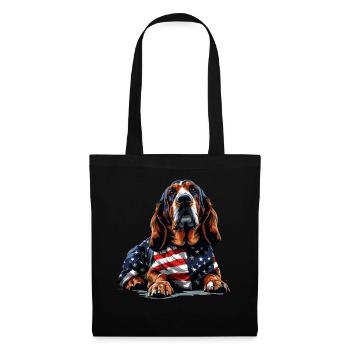 Bloodhound Dog 4. Juli amerikanische Flagge für - Stoffbeutel - Schwarz - Vorne
