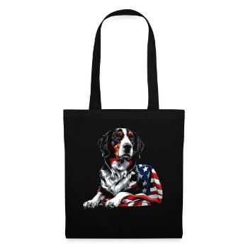 Border Collie Dog 4 juillet Drapeau américain Cadeaux - Sac en tissu - noir - Devant