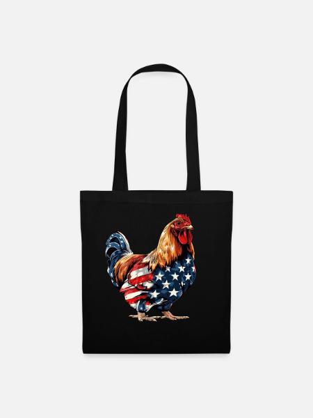 Chicken American Flag 4th of July Chicken Gifts - Stoffbeutel - Schwarz