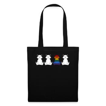 LGBT Gay Cats Lesbian Rainbow Flagge - Stoffbeutel - Schwarz - Vorne