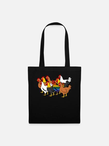 LGBT Gay Chicken Lesbian Rainbow Flagge - Stoffbeutel - Schwarz