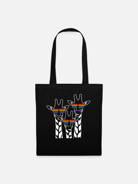 LGBT Giraffes Lesbian Rainbow Flagge - Stoffbeutel - Schwarz