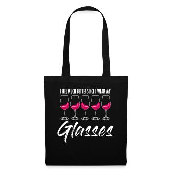 Wine Joke Drinker Wine Glass Vino - Stoffbeutel - Schwarz - Vorne