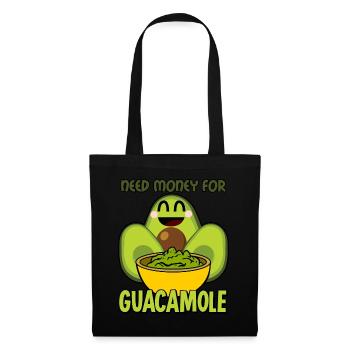 Avocat, Guacamole, Mexique, Croustilles de tortilla - Sac en tissu - noir - Devant