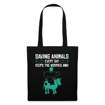 Animal Rights Vegan Retro Rescue animals - Tote Bag - black - Front