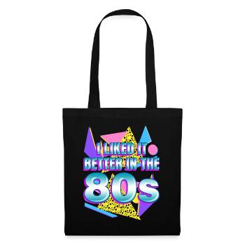 Retro 1980 80s - Stoffbeutel - Schwarz - Vorne