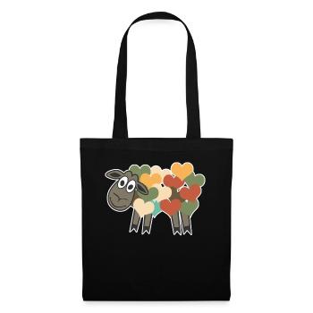 Mouton Rétro Coeurs - Sac en tissu - noir - Devant