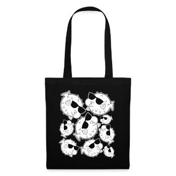 Poisson-globe avec lunettes de soleil Poisson-globe - Sac en tissu - noir - Devant