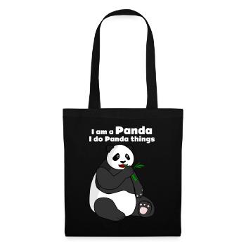Giant Panda with Bamboo Panda Bear - Stoffbeutel - Schwarz - Vorne