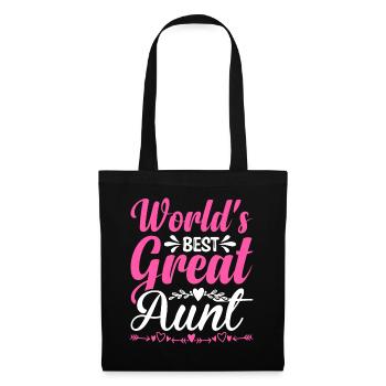 World's Best Great Aunt Floral Heart Gifts - Stoffbeutel - Schwarz - Vorne